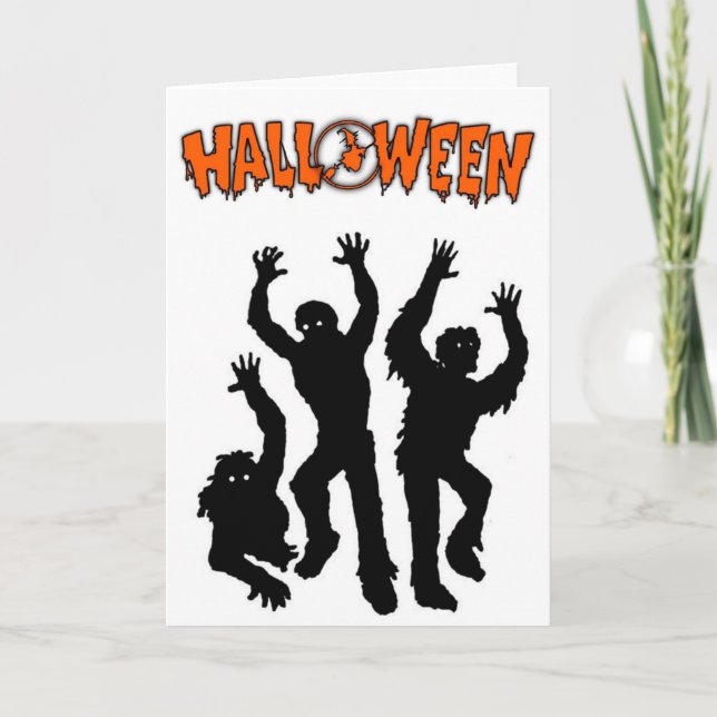 Carte de voeux Halloween/momies (Devant)