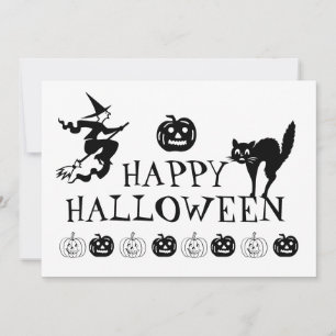 Carte de vœux Halloween noir et blanc effrayante