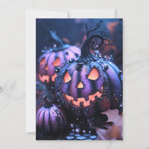 Carte de voeux Halloween Parties scintillant noire