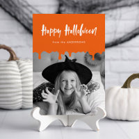 Carte de vœux Halloween photo orange sang qui coul