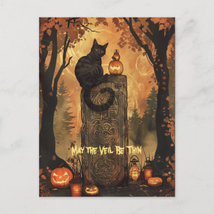 Carte de vœux Halloween Samhain Black Cat