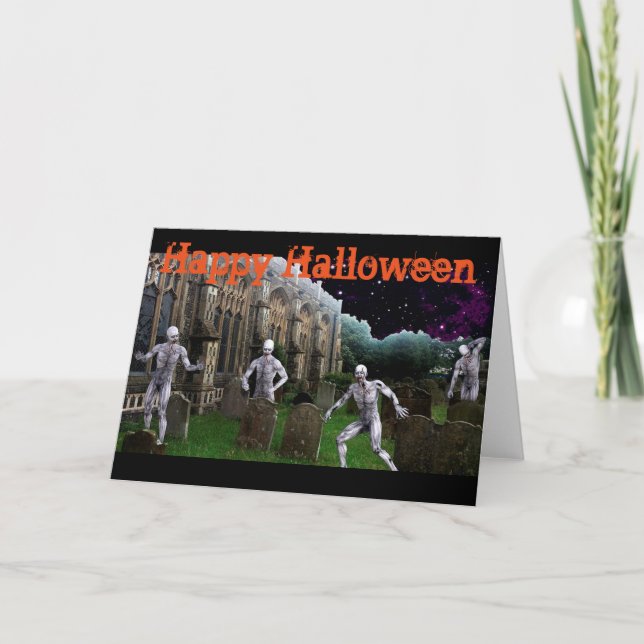 Carte de voeux Halloween/Scène de grave (Devant)
