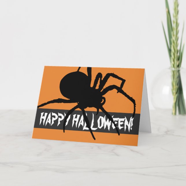 Carte de vœux Halloween silhouette d'araignée (Devant)