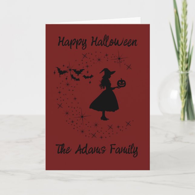 Carte de vœux Halloween sorcière (Devant)