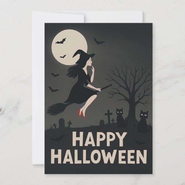 Carte de vœux Halloween Sorcière Effrayante (Devant)