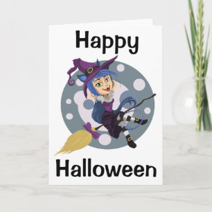 Carte de voeux Halloween/sorcière mignonne