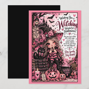 Carte de vœux Halloween sorcière mignonne personna