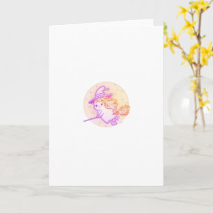 Carte de vœux Halloween sorcière néon - Rétro effr