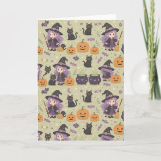 Carte de vœux Halloween sorcières mignonnes effray