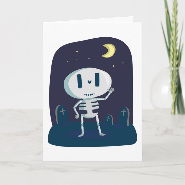 Carte de voeux Halloween/Squelette mignon (Devant)