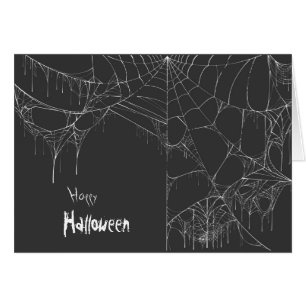 Carte de voeux Halloween toile d'araignée blanche