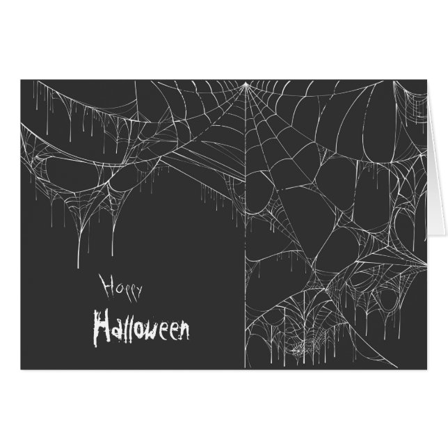 Carte de voeux Halloween toile d'araignée blanche (Devant horizontal)