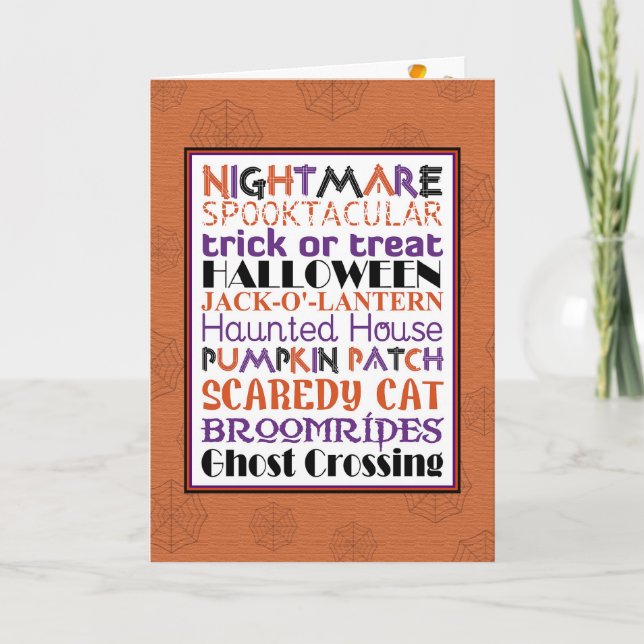 Carte de vœux Halloween WordArt (Devant)