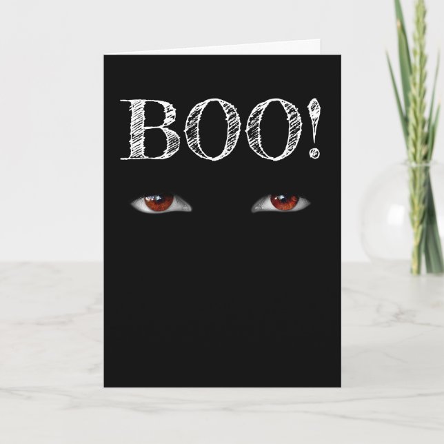 Carte de vœux Halloween Yeux & "BOO" (Devant)