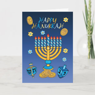 Carte de voeux Hanoukka avec Menorah