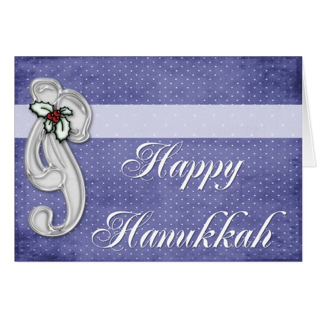 Carte de voeux Hanoukka Happy Bow en argent (Devant horizontal)
