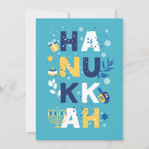 Carte de voeux HANOUKKA Menorah Dreidel