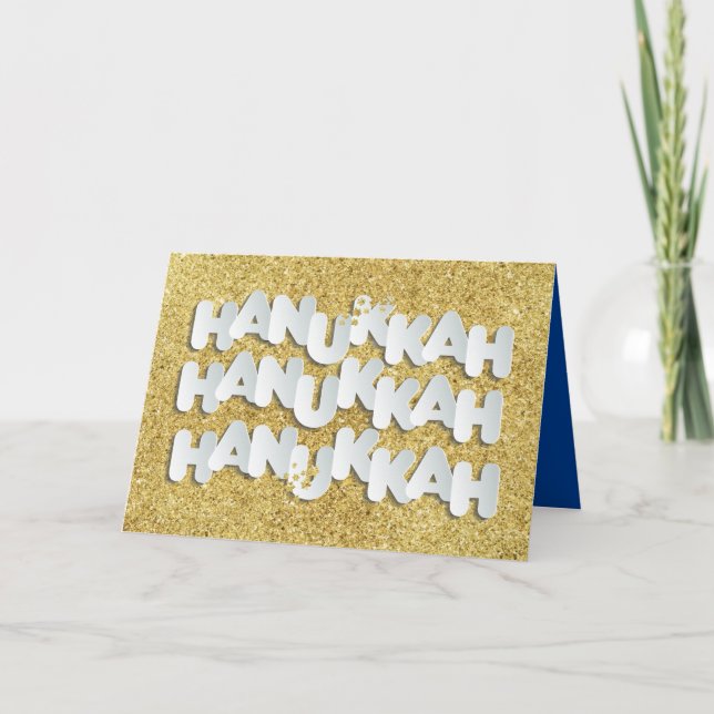 Carte de voeux Hanoukka Sparkle Gold Stars (Devant)