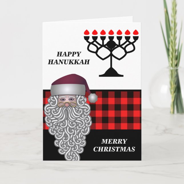Carte de vœux Hanukkah et Noël Joyeux (Devant)