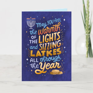 Carte de vœux Hanukkah non photo Lumineuse et Latk