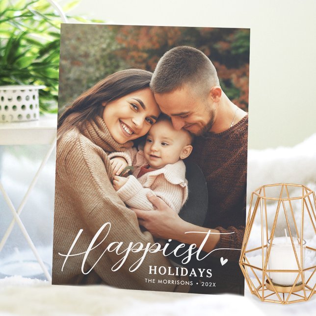 Carte de vœux Happiest Holidays Script Moderne Élé (Créateur téléchargé)