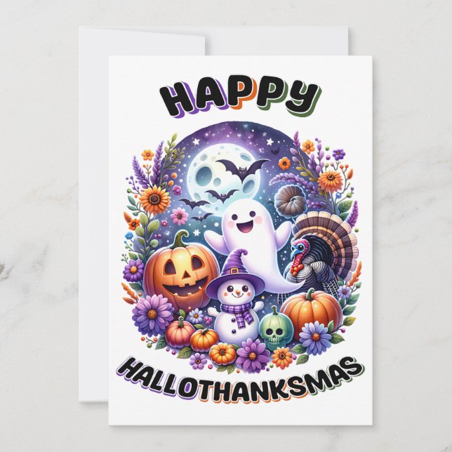Carte de vœux Happy HalloThanksMas 5x7 (Devant)