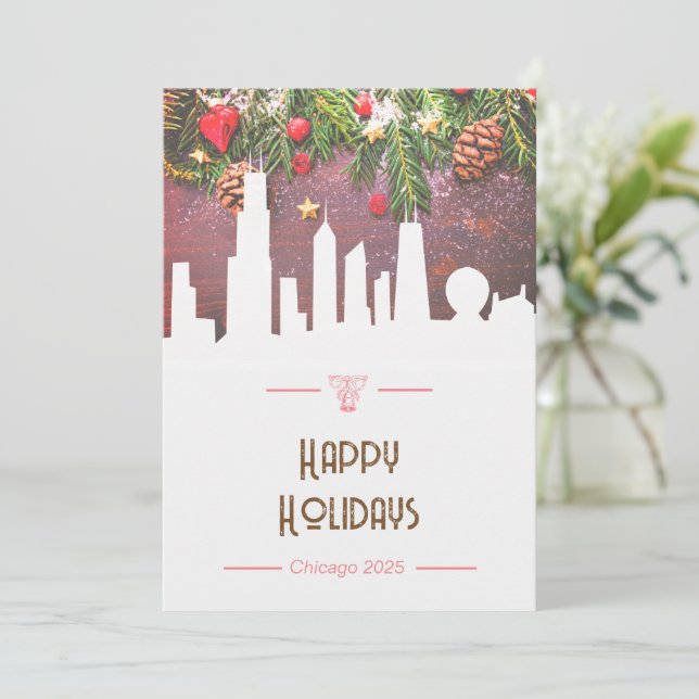 Carte de voeux Happy Holidays de Chicago (Debout devant)