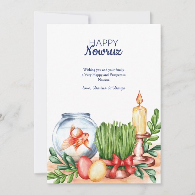 Carte de vœux Happy Nowruz avec un bol à poissons (Devant)