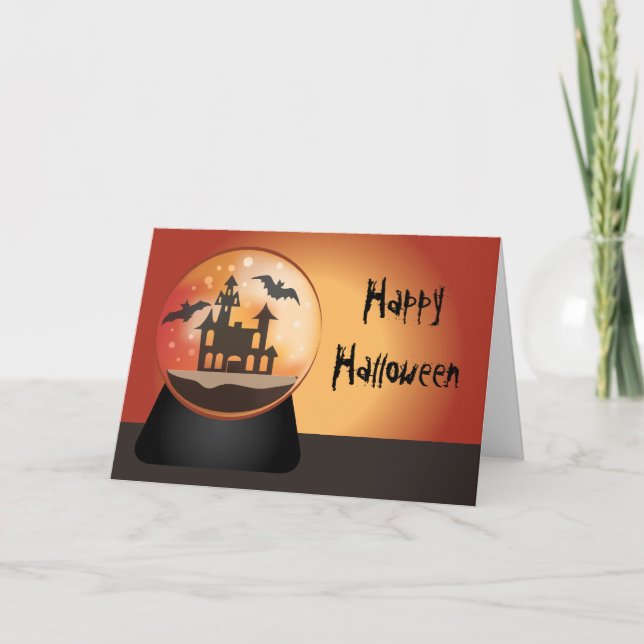 Carte de voeux Haunted House Snow Globe Halloween (Devant)