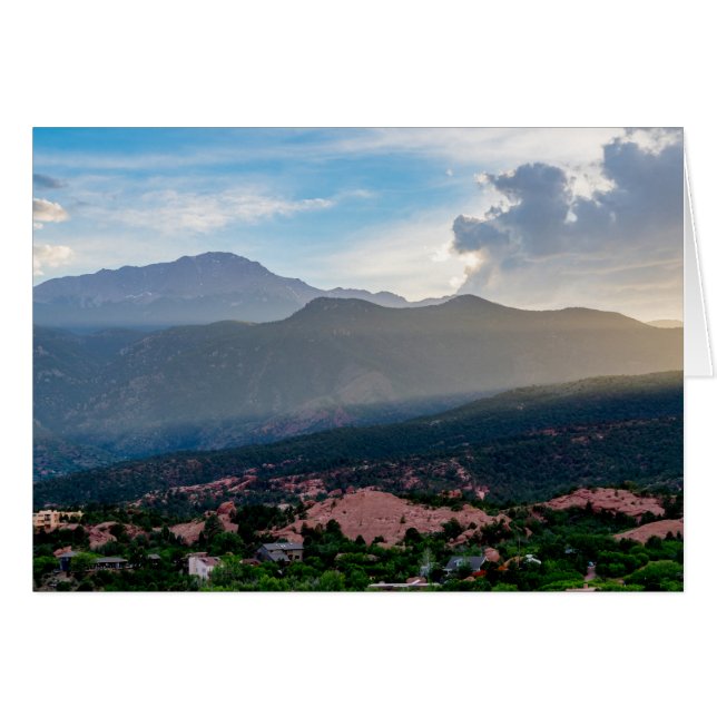 Carte de voeux Hazy Pikes Peak Sunset (Devant horizontal)