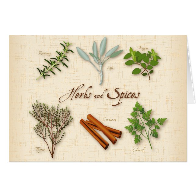 Carte de voeux Herbes et épices (Devant Horizontal)
