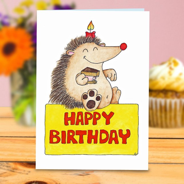 carte de vœux HÉRISSON D'ANNIVERSAIRE de Nicole Ja (Créateur téléchargé)