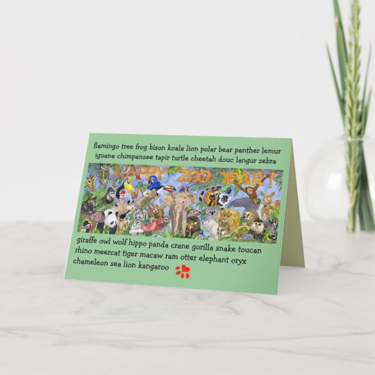 Carte De Voeux Heureuse D Animaux D Annee De Zoo Zazzle Fr