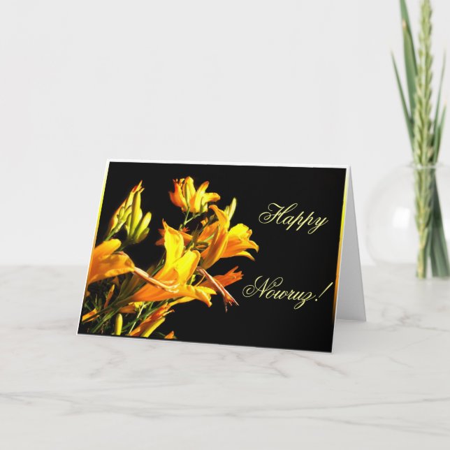 Carte de voeux heureuse de Daylily de Nowruz (Devant)