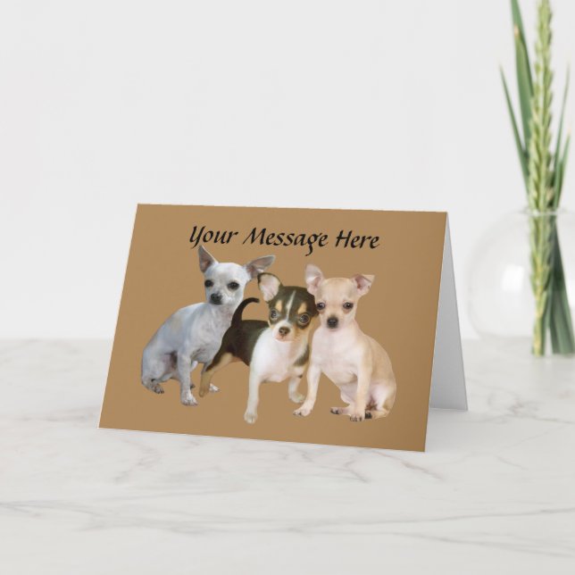 Carte de voeux heureuse de trio de chiwawa (Devant)