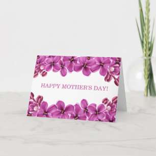 Carte de voeux heureuse lilas pourpre du jour de