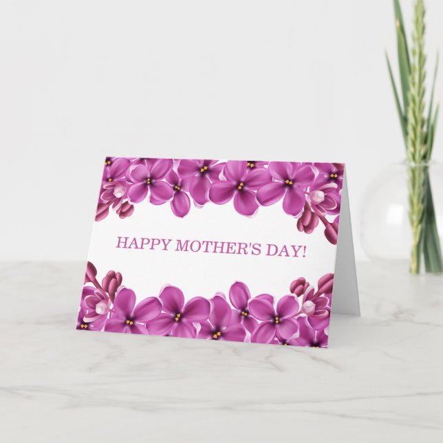 Carte de voeux heureuse lilas pourpre du jour de (Devant)