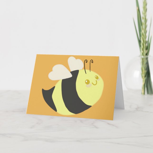 Carte de voeux heureuse mignonne d'abeille (Devant)