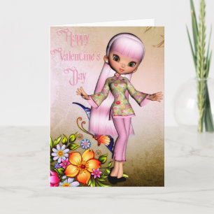 Carte de voeux Heureuse Sainte-Valentin asiatique 