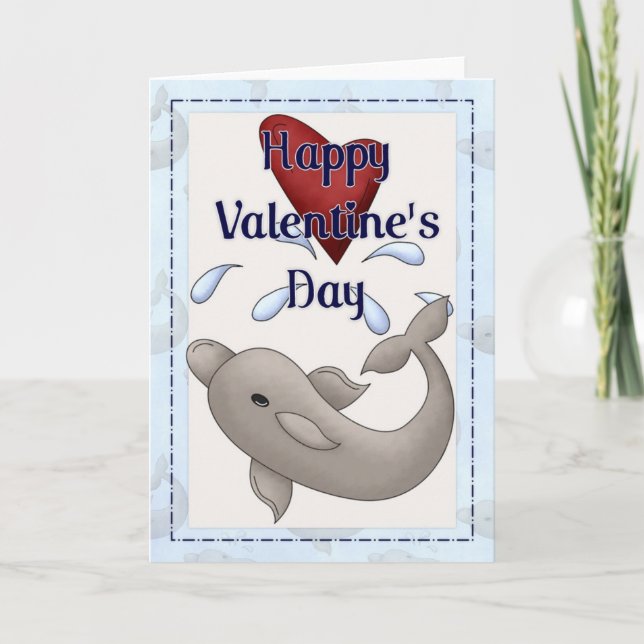 Carte de voeux Heureuse Sainte-Valentin Dolphin d1 (Devant)