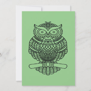 Carte de vœux - Hibou (vert)