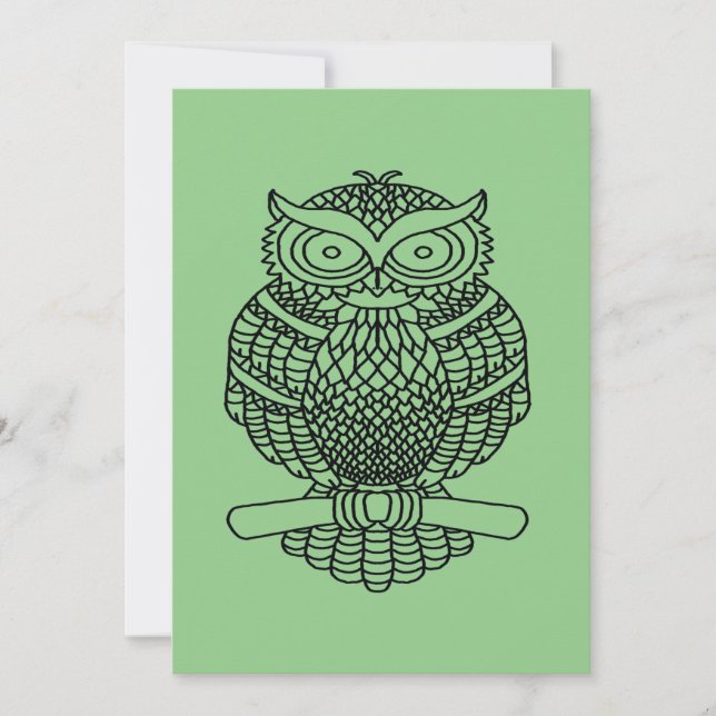 Carte de vœux - Hibou (vert) (Devant)