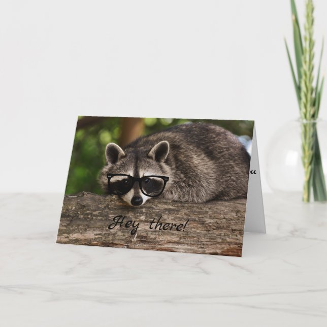 Carte de voeux Hipster Raccoon N'importe quelle oc (Devant)