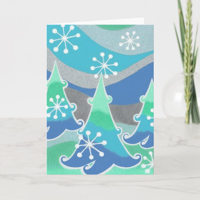Carte de voeux hiver Arbres verticales (Devant)