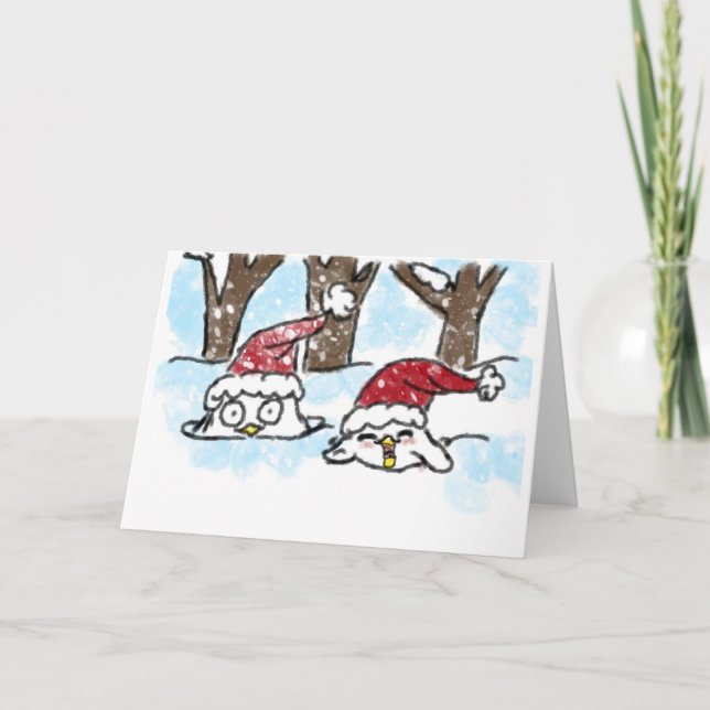 Carte de voeux hiver TwoLoveBirds (Devant)