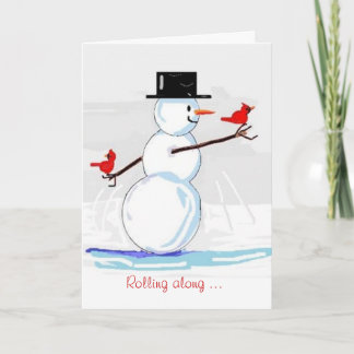 Carte de voeux hivernale Jolly Snowman Red Cardina