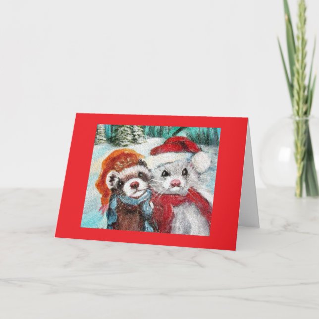 Carte de vœux hivernale pour furet vierge (Devant)