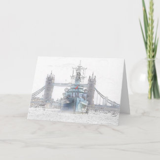 Carte de voeux HMS Belfast et Tower Bridge