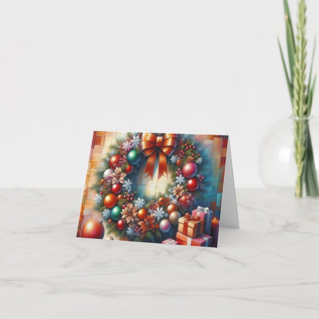 Carte de voeux Holiday Joy Wreath & Gifts (Devant)