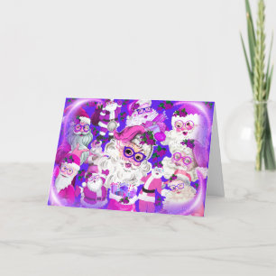 Carte de voeux Holly Jolly Christmas Père Noël